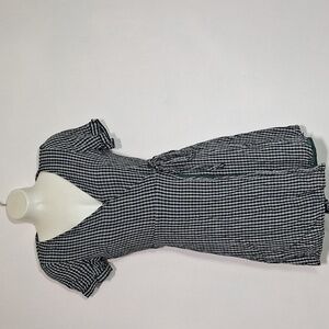 American Eagle Wrap Dress Short Sleeve Plaid Green White